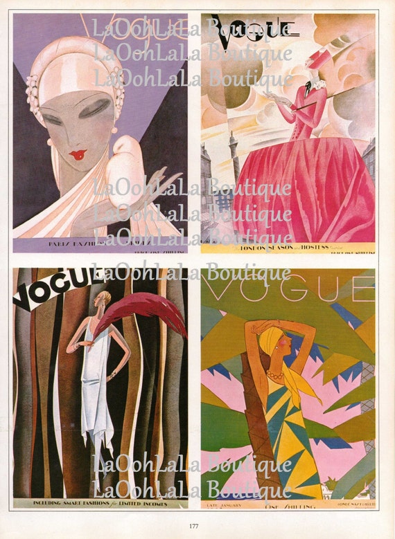 1927 Vogue Digital Collage Sheet Fashion Covers Print Set of 4 | Etsy