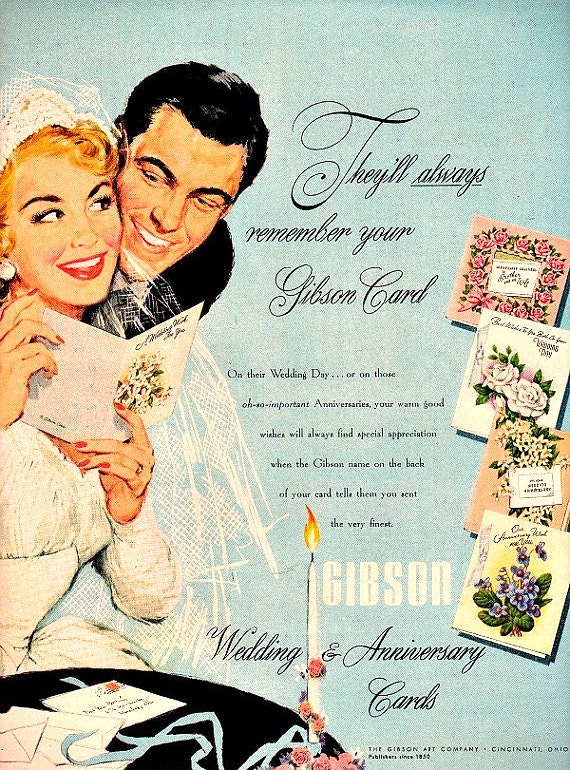 1953 Gibson Wedding Advertisement Romantic Bride Groom Retro Etsy