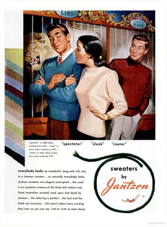 1947 Jantzen Sweaters Fashion Advertisement Pete Hawley Etsy