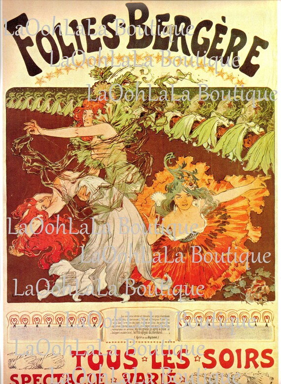 Folies-Bergere Vintage French Nouveau France Poster Print Art Advertisement