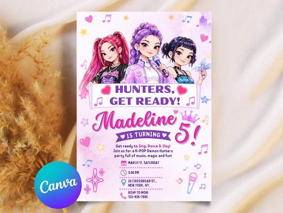 Demon Hunters Invitation | KPop Invite | Invitation for Girls | Digital Download