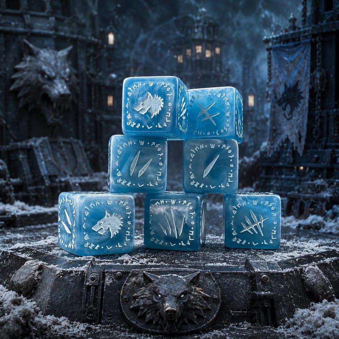 Würfelset im Space-Wolf-Stil, 20 Stück D6 Runenwolf-Würfel, düstere Sci-Fi-Rollenspielwürfel für Tabletop-Wargaming, D&D-Crypto-Geschenk
