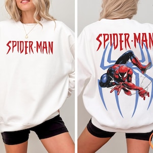 スパイダーマン スウェットシャツ、ヴィンテージ マーベル コミック グラフィック クルーネック、レトロ スーパーヒーロー アパレル、ユニセックス ストリートウェア、スパイダーマン ファンへのギフト トップス