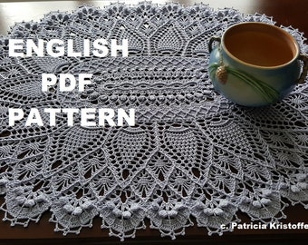 PINEAPPLE SONG OVAL; English crochet rug/doily pattern; pdf; Kristoffersen; Home decor; crochet thread; ePattern; farmhouse; Cottage