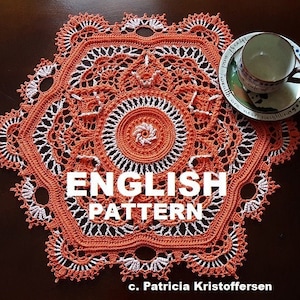 MARY; English crochet doily pattern; pdf; Patricia Kristoffersen; Home decor; crochet thread; ePattern; farmhouse; Cottage