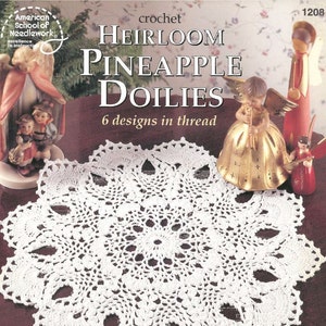 Crochet Heirloom Pineapple Doilies, digital .PDF, Patricia Kristoffersen, six patterns, home decor; Victorian Rug Decor, Shabby Chic