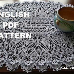 PINEAPPLE SONG OVAL; English crochet rug/doily pattern; pdf; Kristoffersen; Home decor; crochet thread; ePattern; farmhouse; Cottage