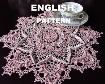 SPRING SPLENDOR ENGLISH Doily .pdf e-pattern, Crochet; Kristoffersen, One e-pattern, Rug Decor, Farmhouse decor; Fiberart; Home Decoration