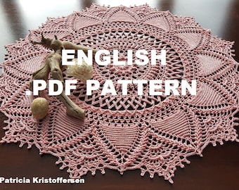 ELAINE doily ENGLISH pattern- doily pattern; PDF; Kristoffersen; spirals, weave, lattice design, Texture, Home decor; ePattern; farmhouse