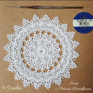 IRENE REMASTERED Doily, English; Crochet e-Patterns, Patricia Kristoffersen; PDF; textured thread design; highly textured design