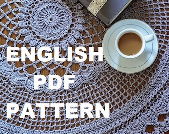 ELISABETTA; English, Thread Crochet Doily PDF e-Pattern; Kristoffersen; Home Decor; Frame Fiber; Farm Decor; exclusive design; Victorian Art