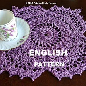 ELINA; English английский, Thread/Yarn Crochet Doily/Rug PDF e-Pattern; Kristoffersen; Home Decor; Frame Fiber; Farm Decor; exclusive design