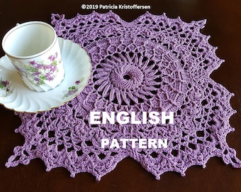 ELINA; English английский, Thread/Yarn Crochet Doily/Rug PDF e-Pattern; Kristoffersen; Home Decor; Frame Fiber; Farm Decor; exclusive design