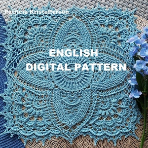 BELLISSIMO English textured square crochet doily pattern; pdf; Patricia Kristoffersen; Home decor; crochet thread; ePattern; Cottage