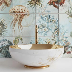 Murale in piastrelle di ceramica azzurre, motivo a mosaico ripetibile, piastrelle artistiche per pareti di cucina, bagno e toilette.