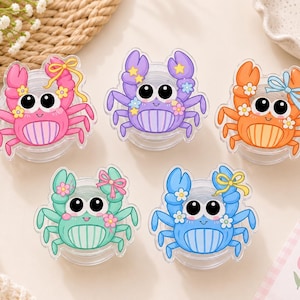 Summer Crab Phone Grip Set, Kawaii Ocean Animal Gift for Her, Fun Phone Holder, Dark Aesthetic Gift, Holiday Gift Halloween Idea