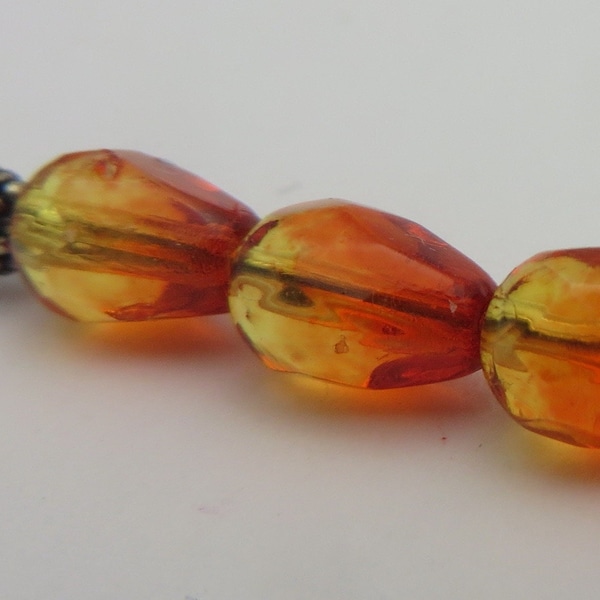 Czech Crystal Tiny 7x5mm FIRE OPAL Orange and Yellow Faceted TEARDROPS  ( 50 Bead Quantity ) Dangles, Drops, Charm, Event Jewelry Design