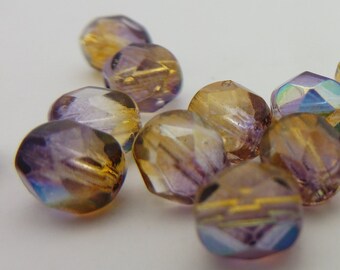 50 Bead Strand Luxe CZECH Glass 4mm Faceted Exotic Black with Metallic Shimmer