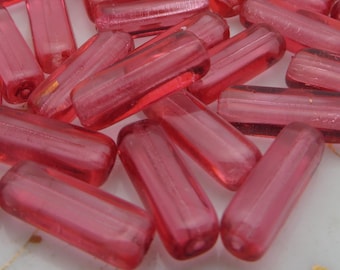 Quantity Choice Vintage Czech Glass PINK ICE 15X5 mm Stick Rectangles Czech Glass 100 Beads Bulk Qty