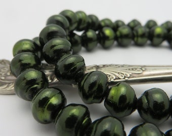 Wholesale Qty 300 Beads  Czech Vintage NOS  WILLOW Green 8mm BAROQUE Snail Pearls  Czech Glass Vintage Find !