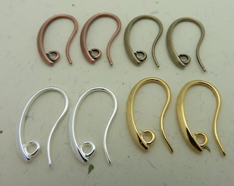 x Wholesale Qty 36 pc / 18 pair.  Top Quality ! Ear Wires 19x11mm / 2mm open ring  Brushed Copper,  Antique Bronze, Silver or Gold Plate !