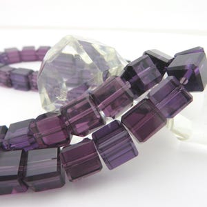 x Final Quantities by the 16"  VINTAGE Hand Cut Faceted 4mm, 6mm or 8mm   Crystal Cubes ,  Tanzanite, Exotic Plum Purple !  Just Beautiful .