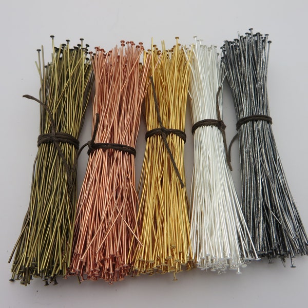 Restocked SPECIAL Purchase LONG 21ga  4 inch HEADPINS & Eye Pins  20 to 144 pc Antique Bronze, Silver,  Gunmetal, Copper and  Gold Plated