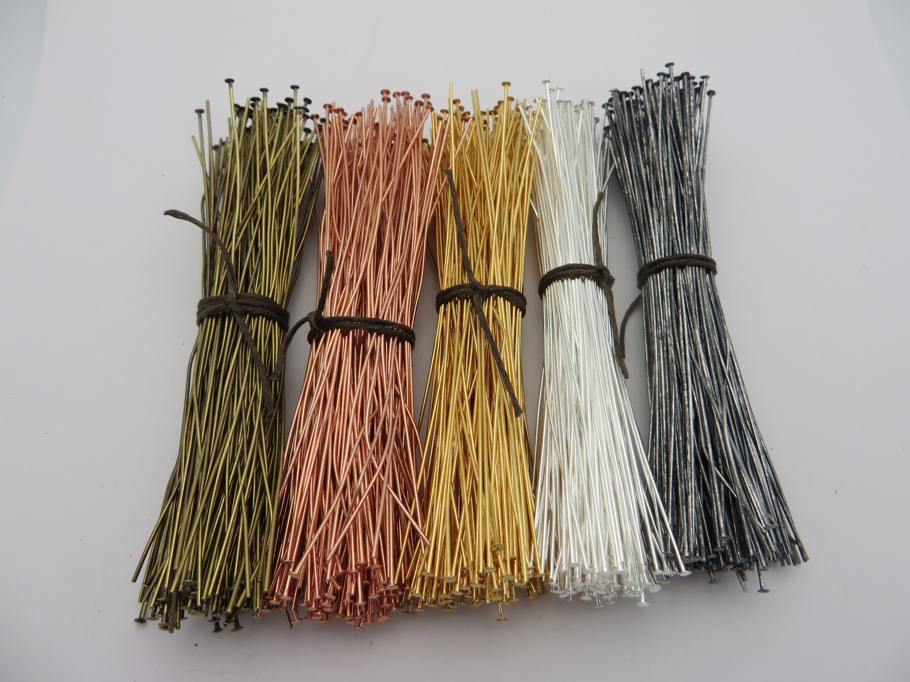 RESTOCKED Lowest Prices ! LONG 21ga  4 inch HEADPINS & Eye Pins  20 to 144 pc Antique Bronze, Silver,  Gunmetal, Copper, and Gold Plated