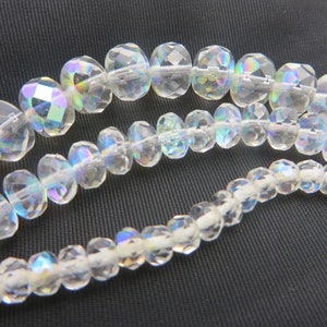 Wholesale Quantities Exquisite ! Czech Crystal Ice Faceted Rondelle with AB Shimmer Brides, Glam, Bling, Luxe, Bijoux ! Choose size and Qty