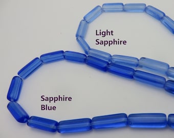 x  Qty 100 Vintage color choice : Sapphire Blue or Light Sapphire Czech Glass Beads,   15X5mm , Stunning Blue Vintage Glass  100 Bulk or 300