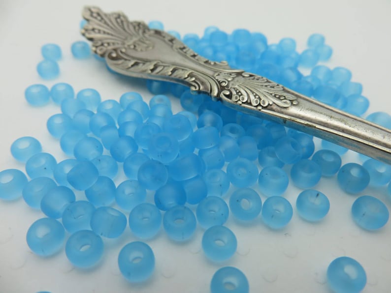 TOHO Seed Beads 300-325 Beads one Full Ounce ! 60 Matte Transparent AQUA BLUE or 28 gm Great Color!