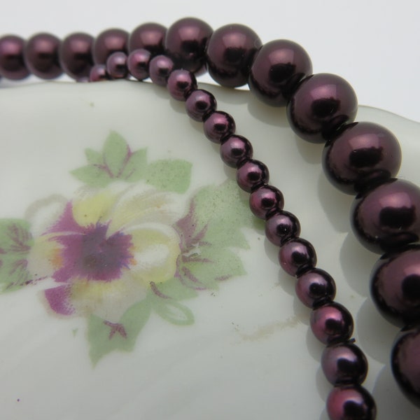 Czech Glass EGGPLANT PURPLE PEARLS ! Smooth Round ( Choose Size:  4mm 100 Beads -or-  8mm 50 Pearls Double Strands !  Event Jewelry Design !