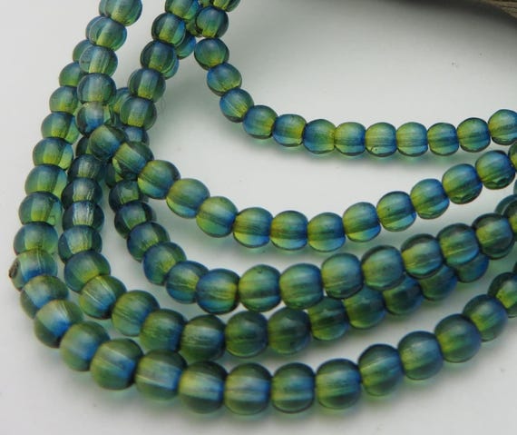 Shop Closing ! Final WHOLESALE Qty: 4mm/600 Beads , Capri Blue & Peridot Green DRUK Beads Choose Quantity