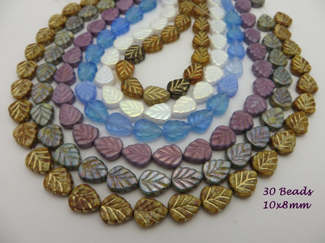 Final Quantities Czech Glass 8x10mm Pressed Glass Leaf Beads Dangle Il 1080xN.3257571102 6bb8