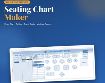 Excel-bordsschema för bröllopsevenemang, gästuppgifter (digital nedladdning)