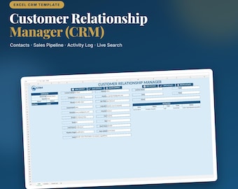 CRM Excel-mall | Kontakthanterare, säljpipeline och aktivitetslogg | Kundspårning för småföretag | Digital nedladdning