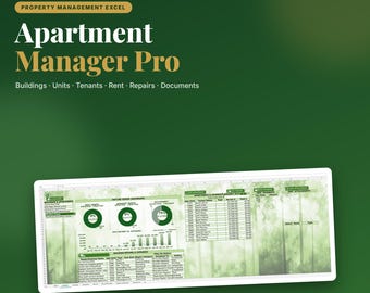 Excel-mall för lägenhetsförvaltare | Hyresspårare, hyresgäst- och leasingansvarig, reparationslogg | Fastighetsförvaltning | Digital nedladdning