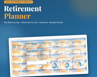 Excel-mall för pensionsplanering | Instrumentpanel för förmögenhetsprognos (digital nedladdning)