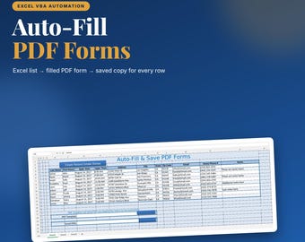 Automatisk ifyllning av PDF-formulär från Excel | VBA-makrobatch för PDF-utfyllning | Exempel på patientintag | Windows Excel | Digital nedladdning