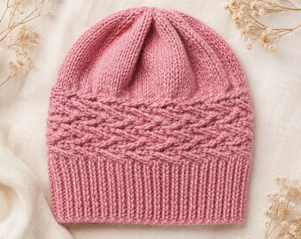 Slouchy Beanie Knitting Pattern PDF, Women's Textured Knit Hat, Cozy Winter Beanie Instant Download