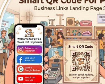 Pet Store Digital Business Card with QR Code | Pet Shop Landing Page | Google Reviews, Contact & Social Links