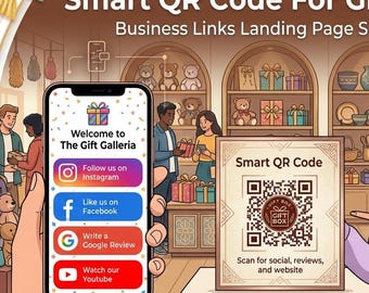 Gift Shop Digital Business Card with QR Code | Gift Store Landing Page | Online Orders, Google Reviews & Contact Links