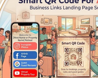 Vacation Rental Digital Business Card with QR Code | Short-Term Rental Landing Page | Guest Booking, Google Reviews & Contact Links