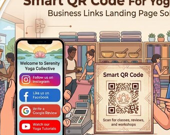 Yoga Studio Digital Business Card with QR Code | Yoga Class Landing Page | Online Booking, Google Reviews & Contact Links