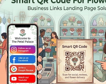 Flower Shop Digital Business Card with QR Code | Florist Landing Page | Online Orders, Google Reviews & Contact Links