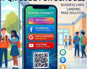 School Digital Business Card with QR Code | School Landing Page | Admissions, Parent Contact, Google Reviews & Social Links
