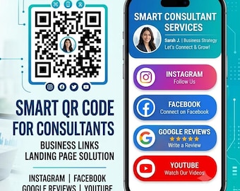 Business Consultant Digital Business Card with QR Code | Consulting Services Landing Page | Client Booking, Google Reviews & Contact Links