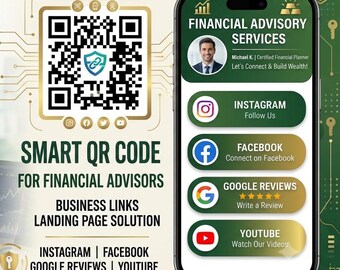 Financial Advisor Digital Business Card with QR Code | Financial Planning Landing Page | Client Consultation, Google Reviews & Contact Links