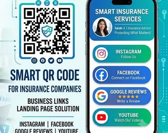Insurance Company Digital Business Card with QR Code | Insurance Agency Landing Page | Quotes, Google Reviews & Contact Links