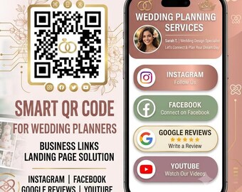 Wedding Planner Digital Business Card with QR Code | Wedding Planning Landing Page | Client Booking, Google Reviews & Contact Links